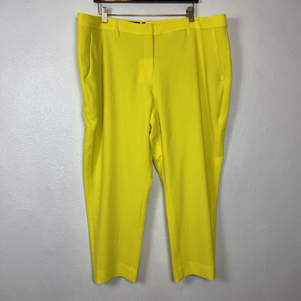 Wildfang Empower Crepe Slim Crop Pants Women's 20 Yellow Trouser Pant Business